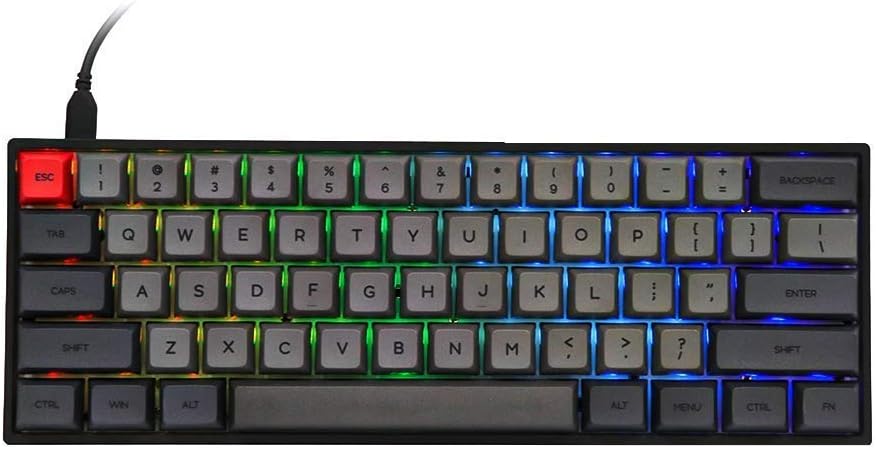 61 Keys 60% Hot Swappable Mechanical Gaming Keyboard with RGB Backlit, Water-Resistant, Type-C Cable D7308