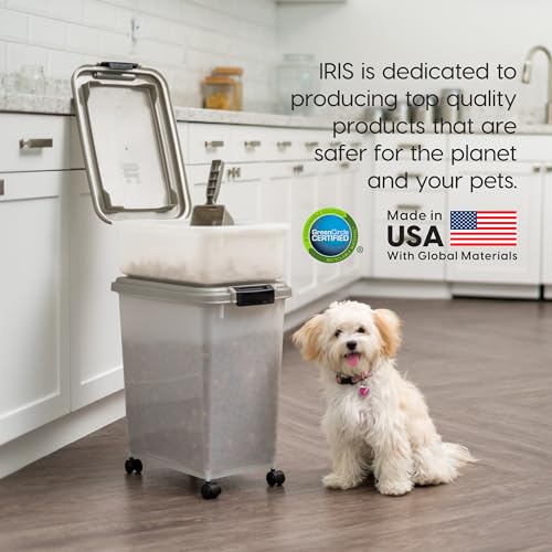 30 lbs & 11 lbs Combo Airtight Dog Food Storage Container, Stackable Treat Box, 2-Cup Scoop, Wheels, Seafoam Blue F114