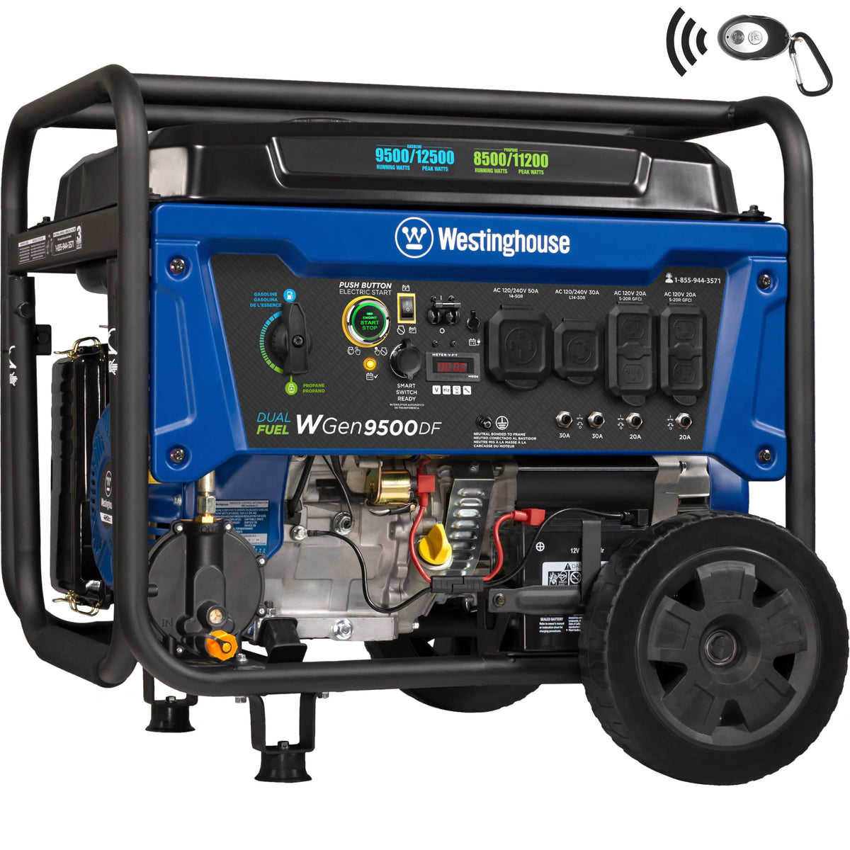 12,500 Peak Watt Dual Fuel Portable Generator with Electric Start S628