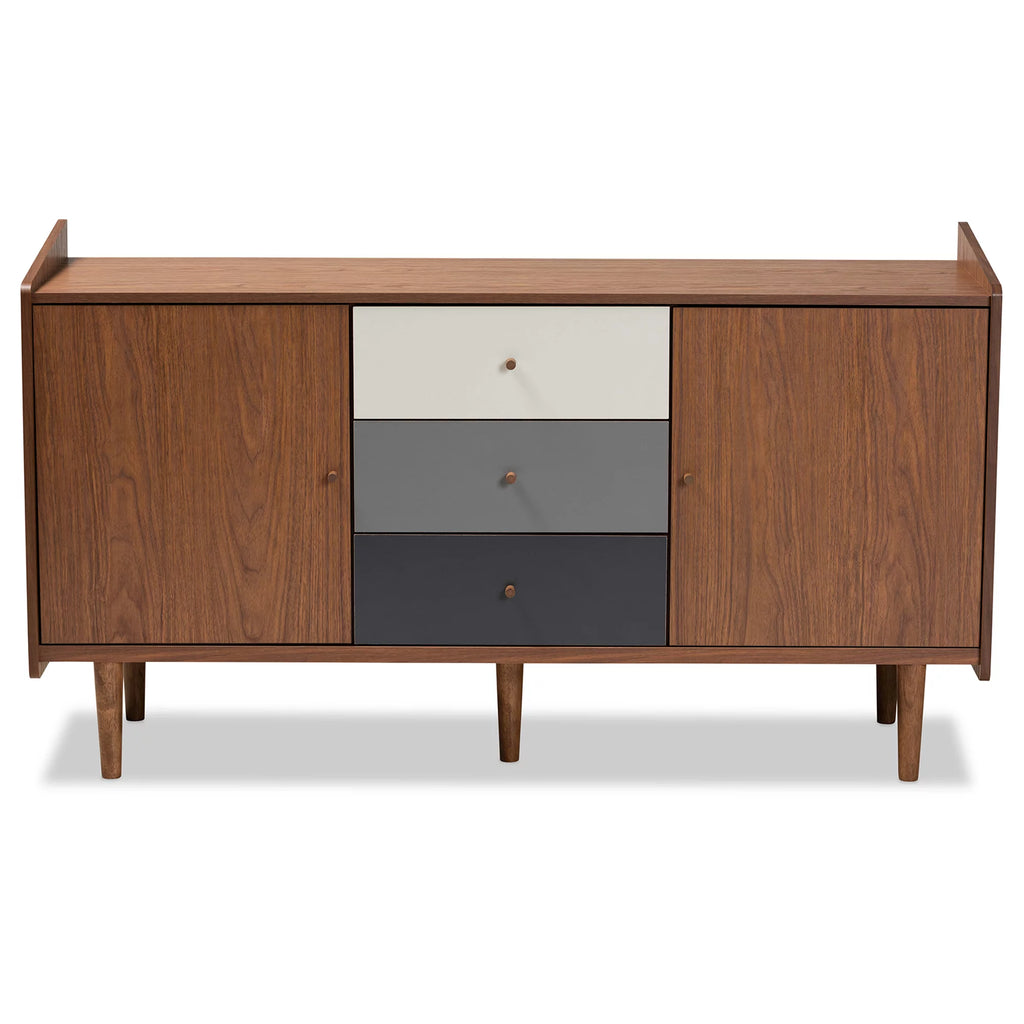 Walnut Brown and Grey Gradient Wood 2-Door Sideboard Buffet P4439