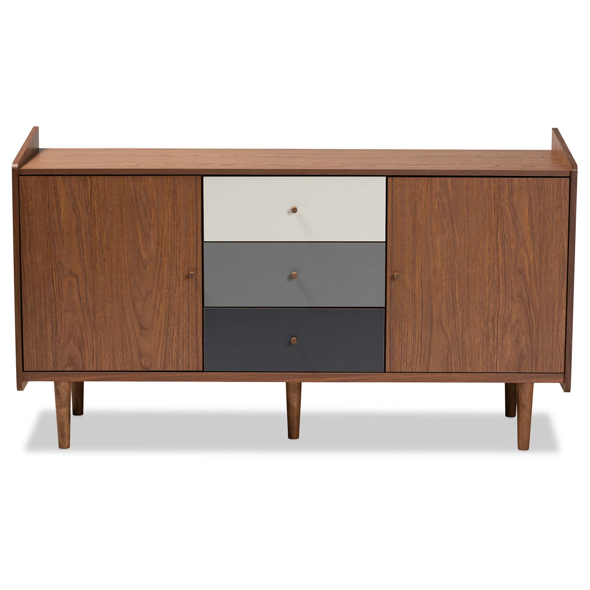 Walnut Brown and Grey Gradient Wood 2-Door Sideboard Buffet P4439
