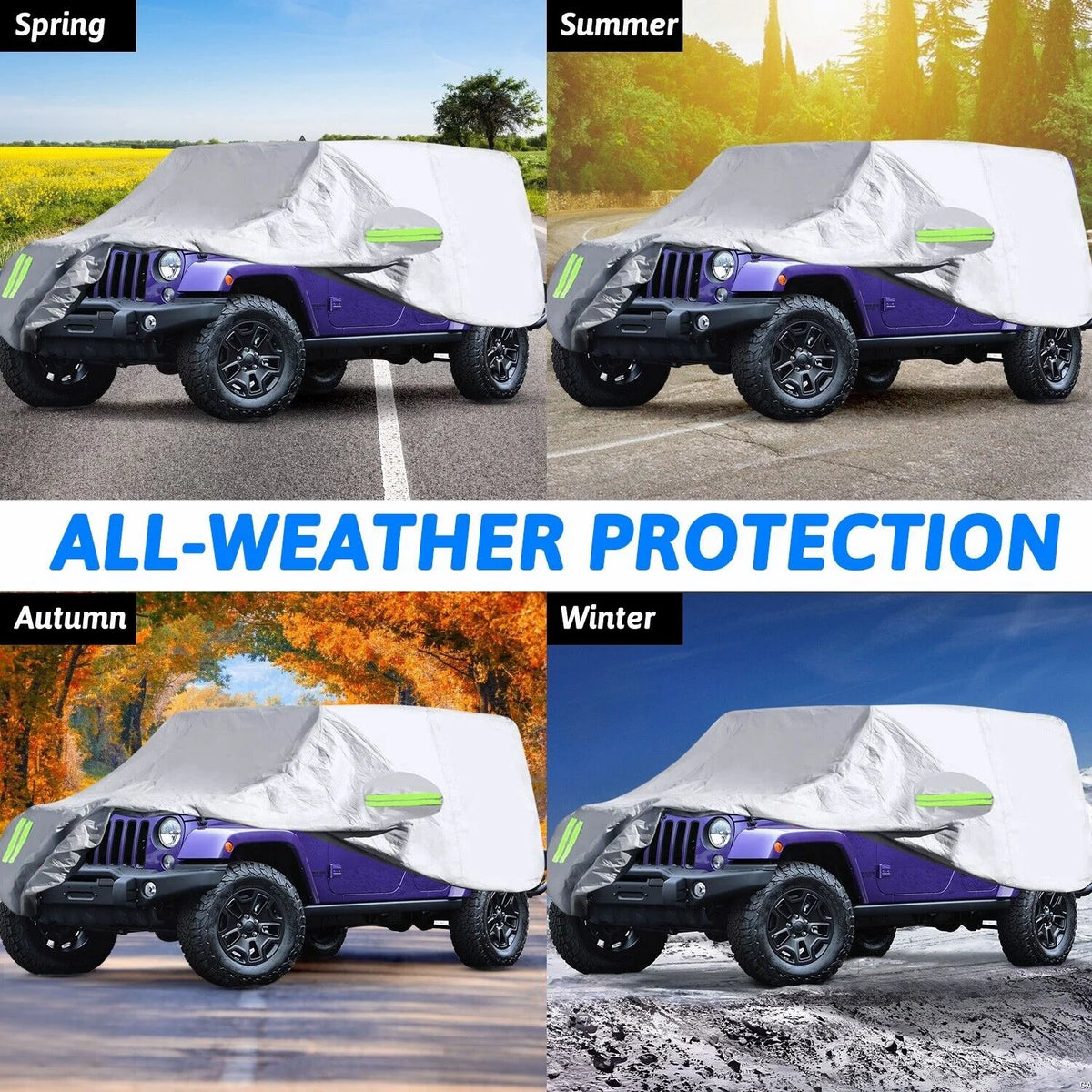 Silver Waterproof Full Car Cover for Jeep Wrangler 2 Door P214