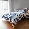 Geometric Duvet Cover in Blue/White H7217