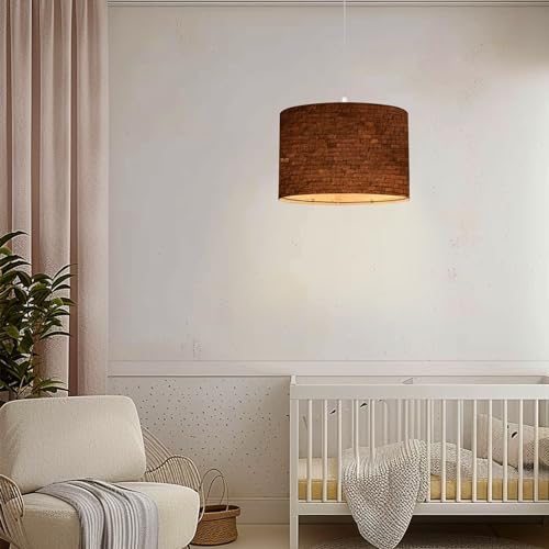 Linen Lampshade Plug in Pendant Light with Dimmable Switch S263