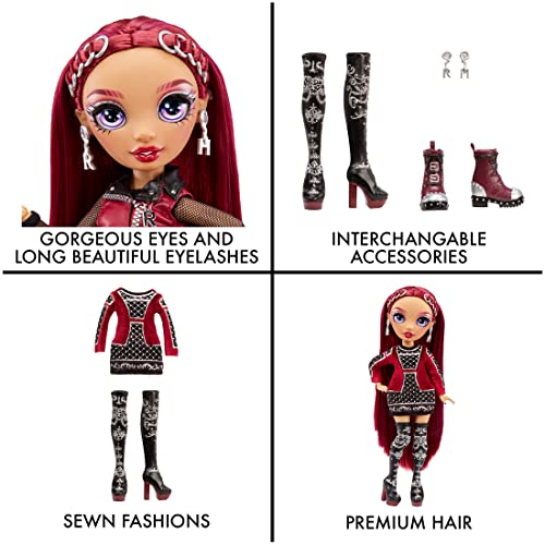Burgundy Red Fashion Doll with 2 Designer Outfits and Accessories A2809