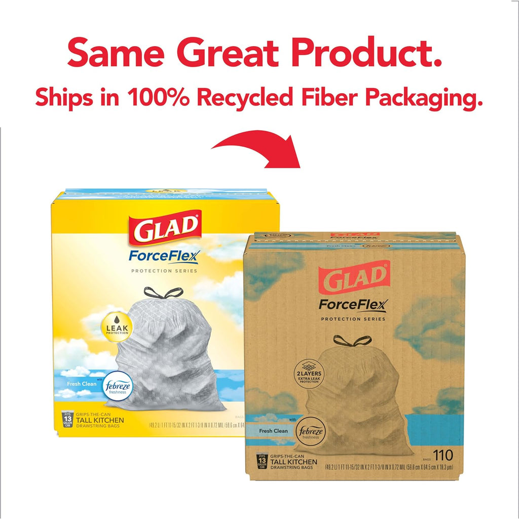 13 Gal Drawstring Kitchen Garbage Bags, 110 Ct P663