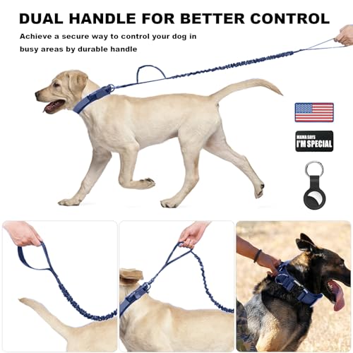 Camo Military Dog Collar and Bungee Leash Set with Metal Buckle Y64345