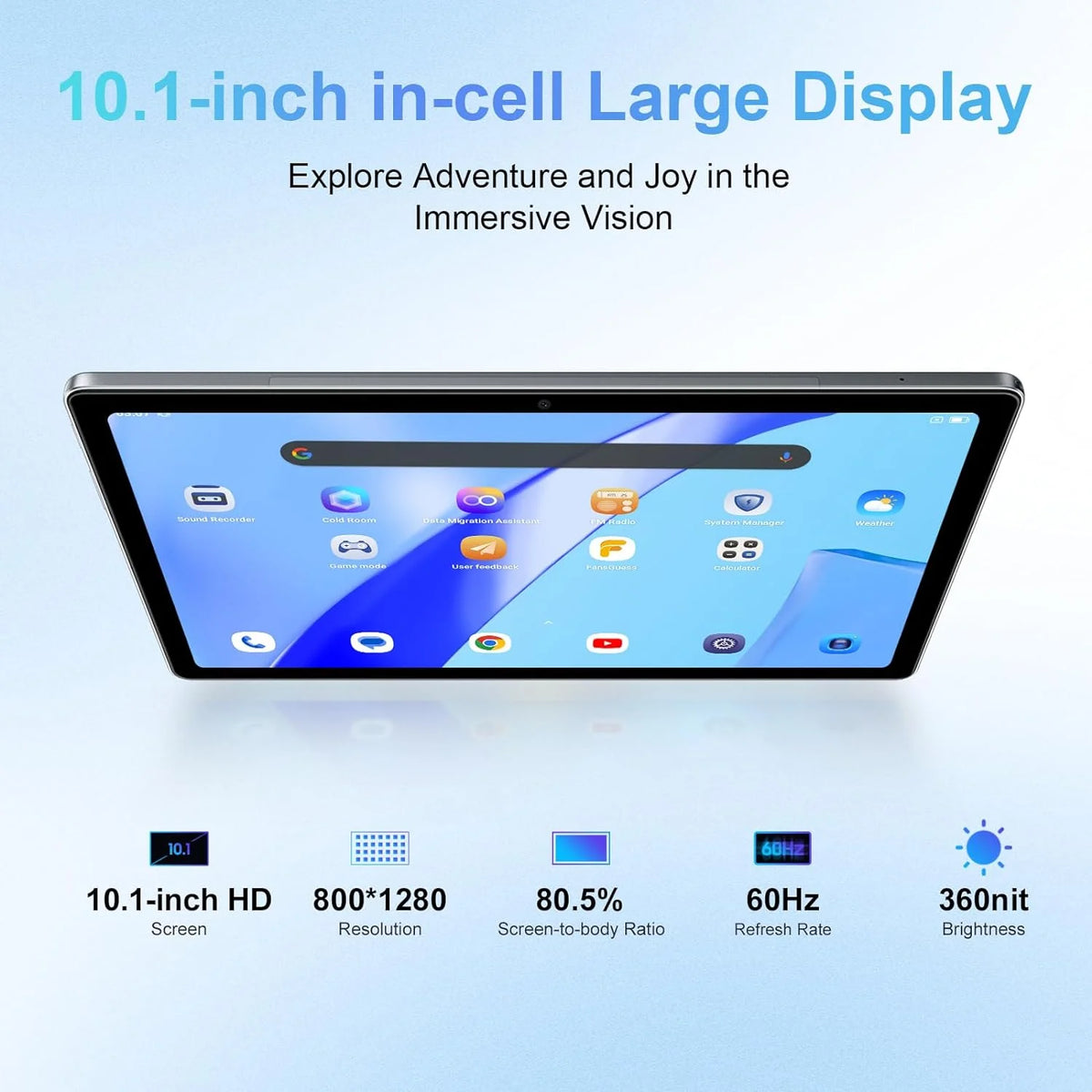 10 inch Tablet 64GB ROM 8GB RAM Android 13 Gray X8221