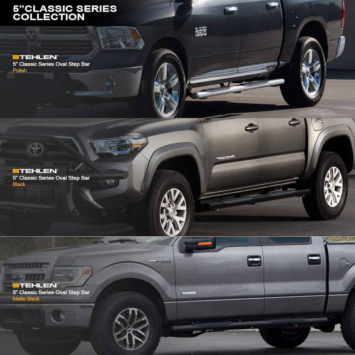 5 Oval Side Step Nerf Bars Matte Black N313