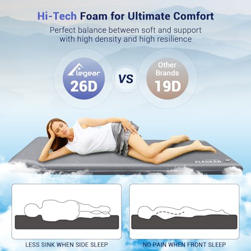 Self Inflating Sleeping Pad, 3.1'' Ultra-Thick Memory Foam Camping Pad with Pillow J392534