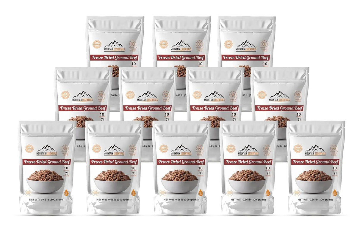 Freeze Dried Ground Beef Fully Cooked, Pack of 12, 10 serving F173286