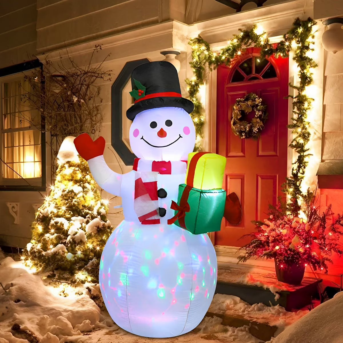 Snowman Christmas Inflatables with Rotating LED Lights F95545