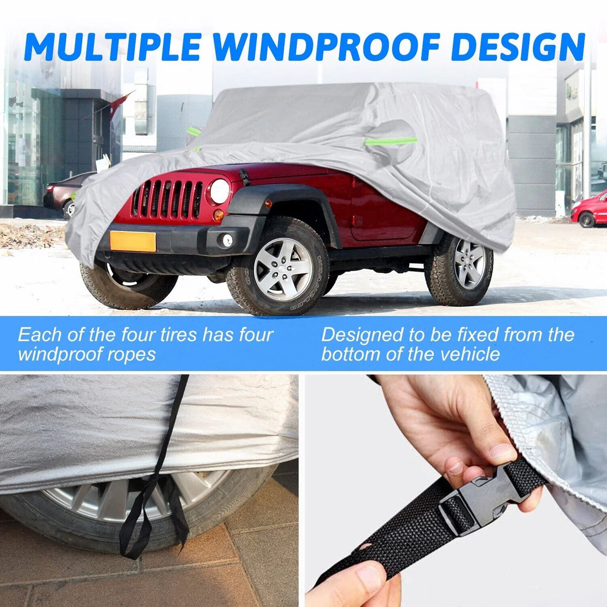 Silver Waterproof Full Car Cover for Jeep Wrangler 2 Door P214