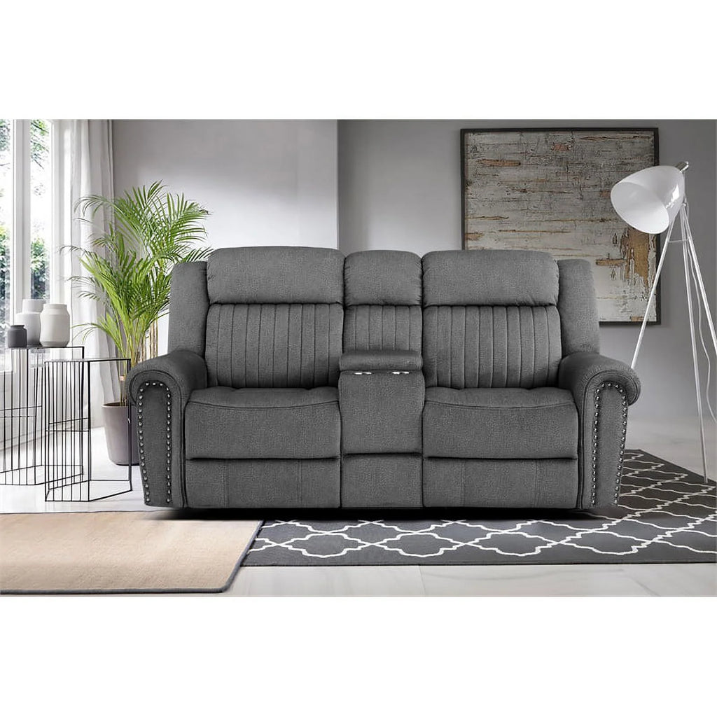 Charcoal Microfiber 2-Piece Power Reclining Sofa Set U912
