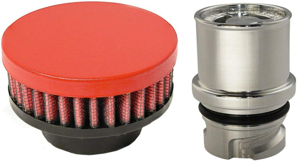 Billet Baffled Valve Cover Breather Oil Cap Flat Black Pack of 2 Y51479
