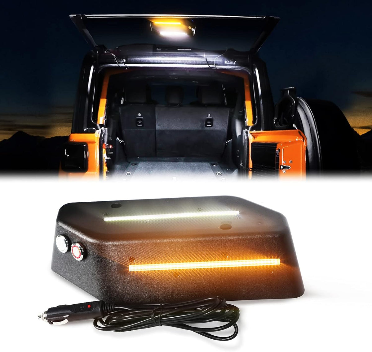 LED Trunk Rear Light Rear Glass Lift Gate Dome Light Compatible with Jeep Wrangler JL JLU 2018 2019 2020 LED Cargo Light with White light and Flash Amber Warning Light E7224