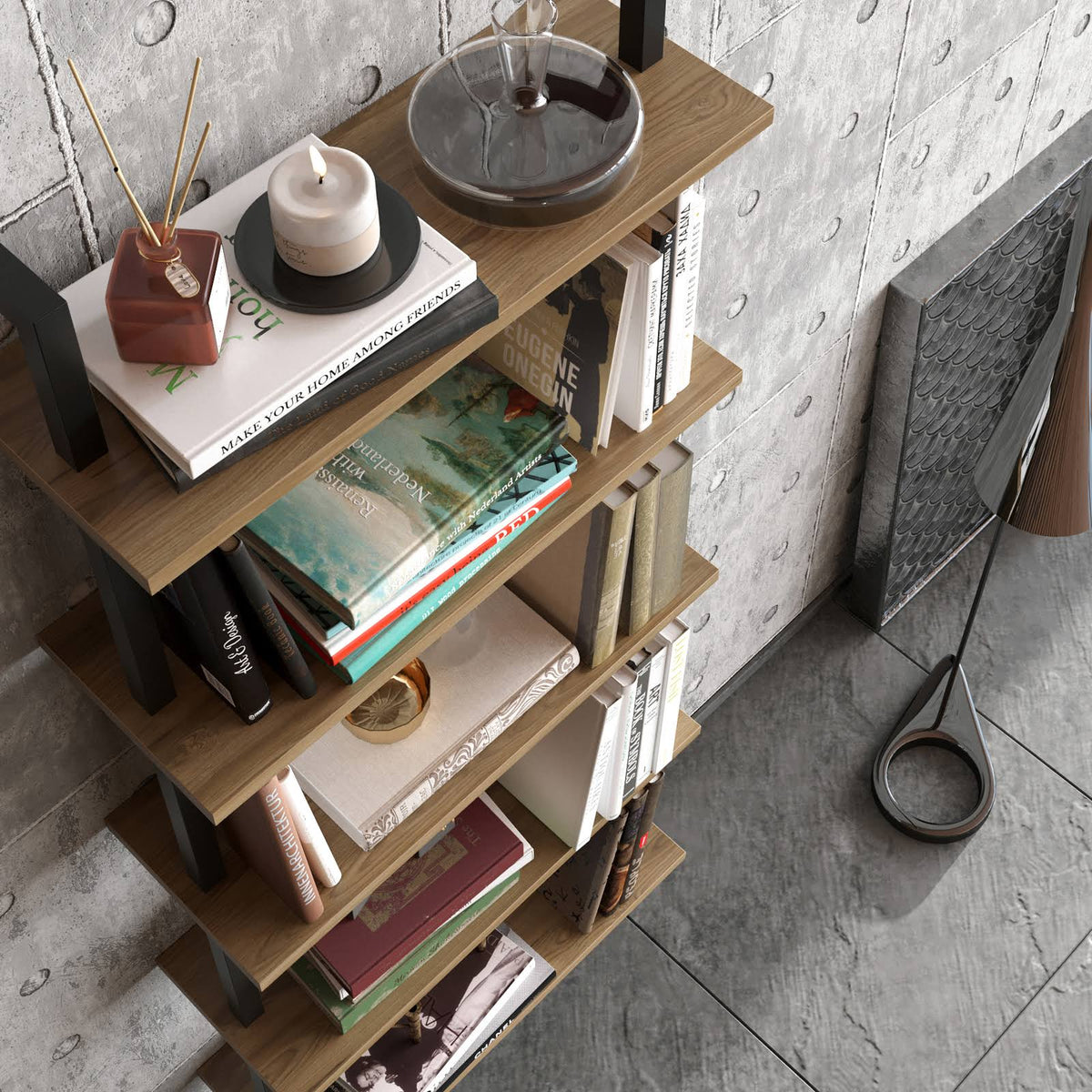 Tall Metal Wood Bookcase D720115