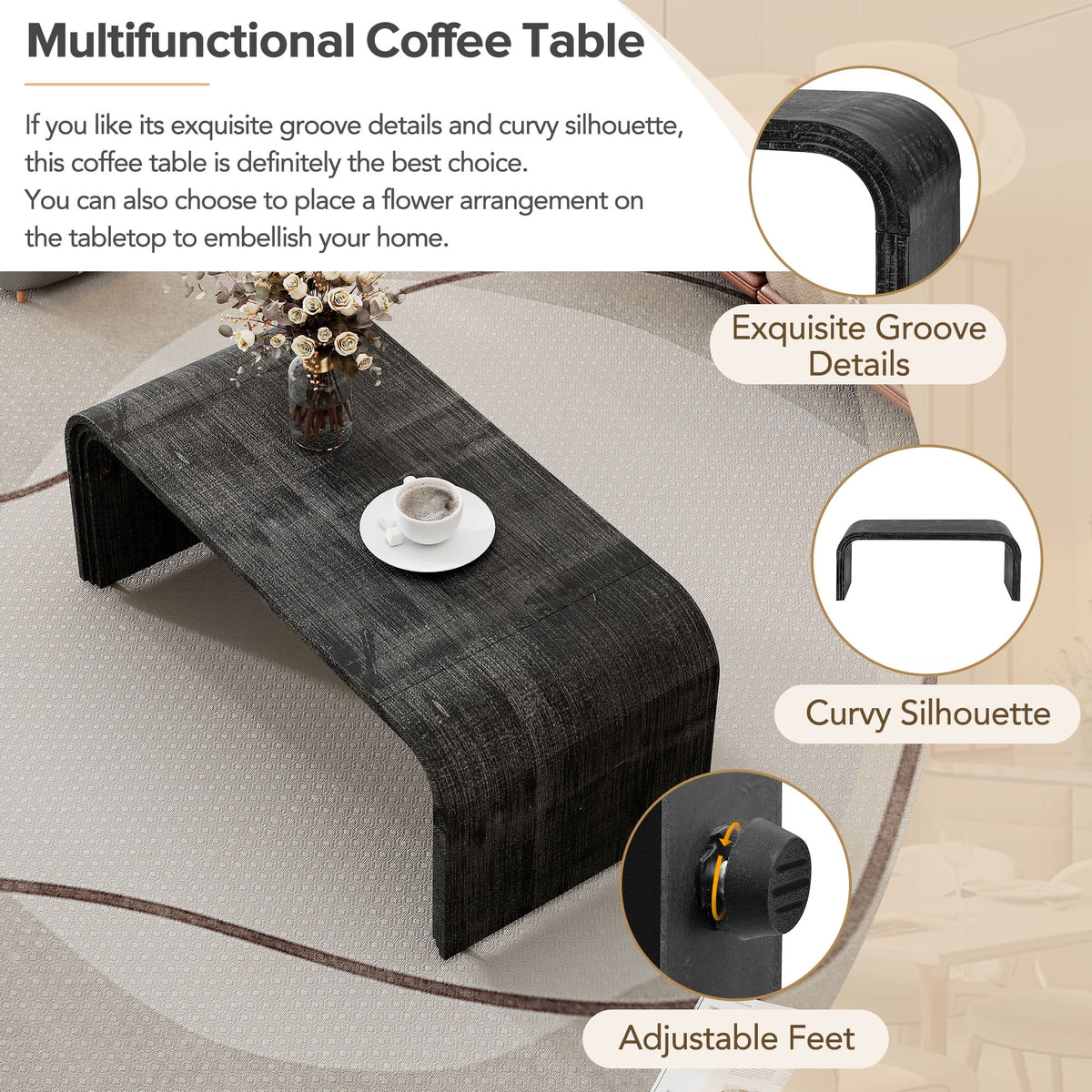 Antique Black Coffee Table O1251