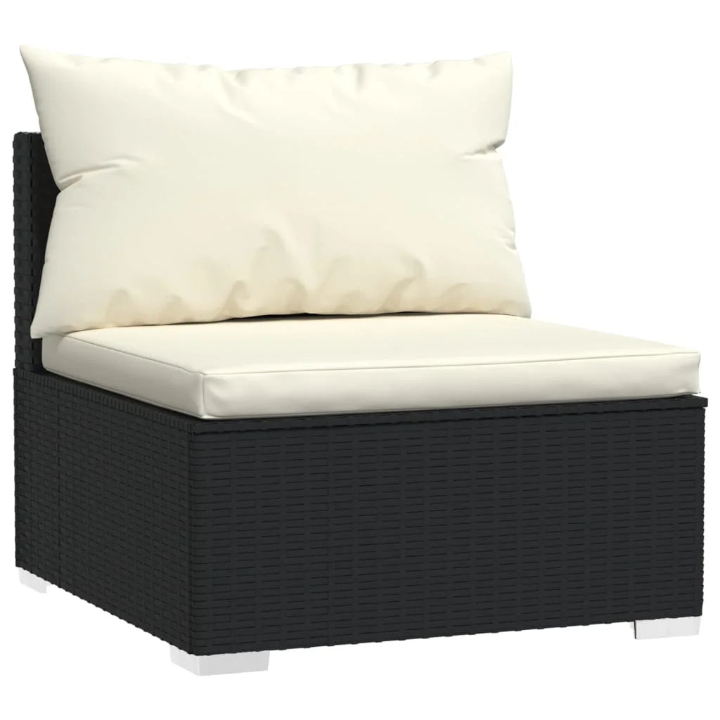 9 Piece Patio Set with Cushions Poly Rattan Black I43278