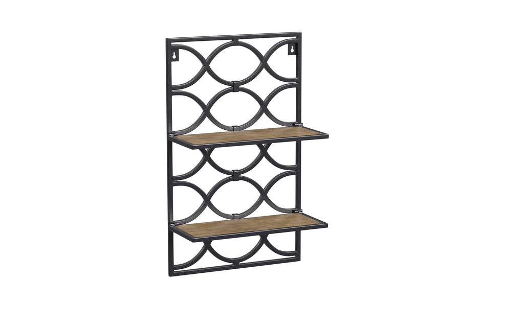 2-Tier Wall Shelves Antique Nickel Natural Mango Wood E136835