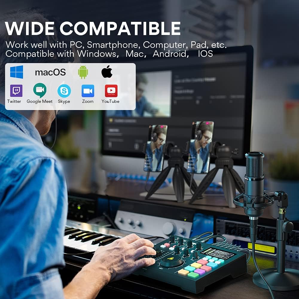 Audio Interface with DJ Mixer and Sound Card M66383