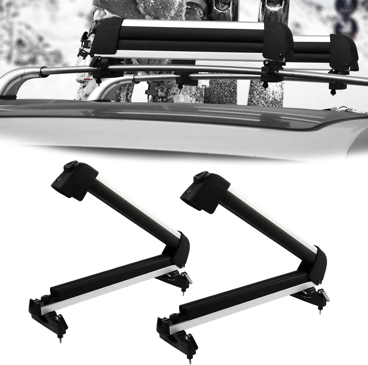 S Size Car Ski Snowboard Roof Racks 2 PCS Universal Aluminum Lockable V121