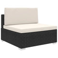 Black Poly Rattan Sectional Middle Seat with Cushions S39167