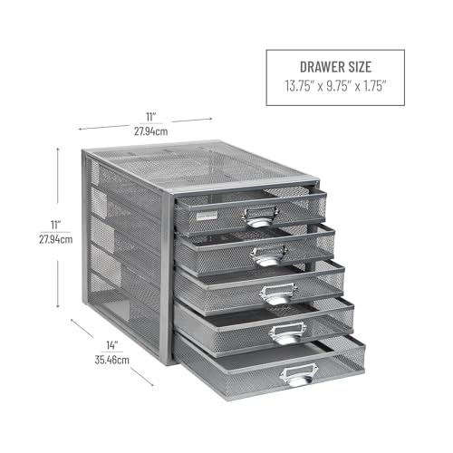 10-Drawer Metal Mesh Desk Organizer, Silver Q367685
