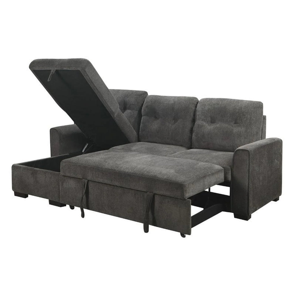 Dark Gray Chenille Reversible Sectional W206
