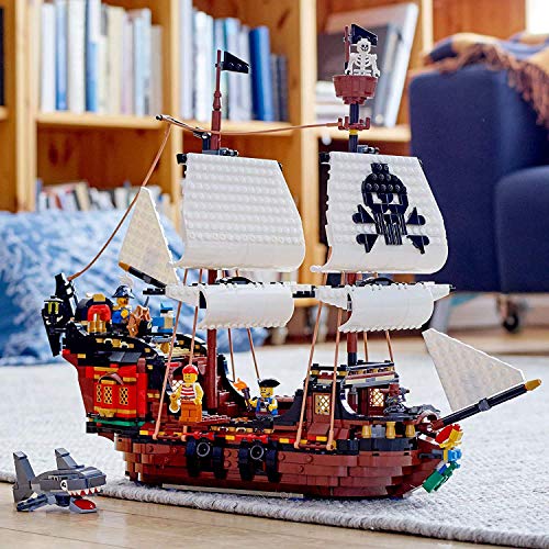 LEGO Creator 3 in 1 Pirate Ship Building Set, 4 Minifigures, Shark Toy, Ages 9+ P91074