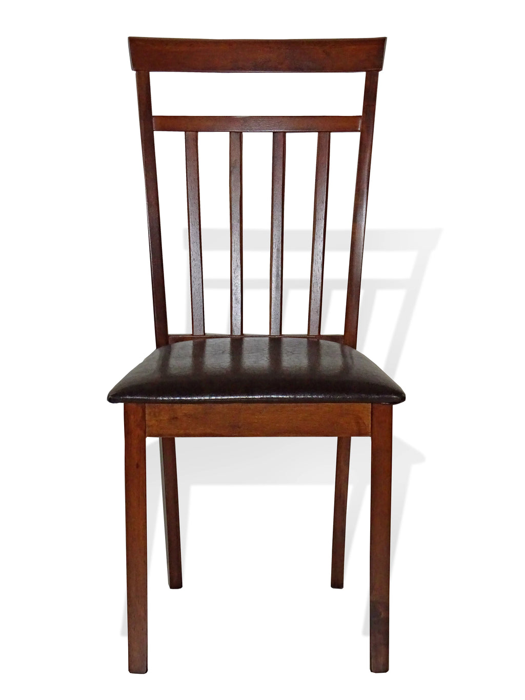 5 Pcs Rectangular Table 3 Wooden Chairs Bench Medium Brown C23127