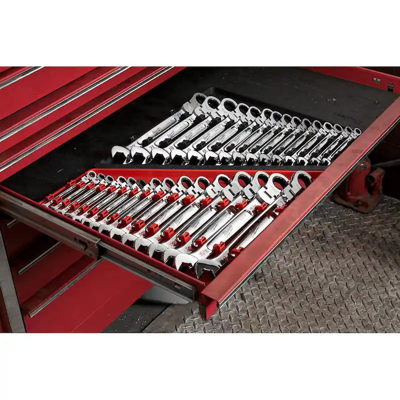 15-Piece Flex-Head Ratcheting Combination Wrench Set Metric Z350767
