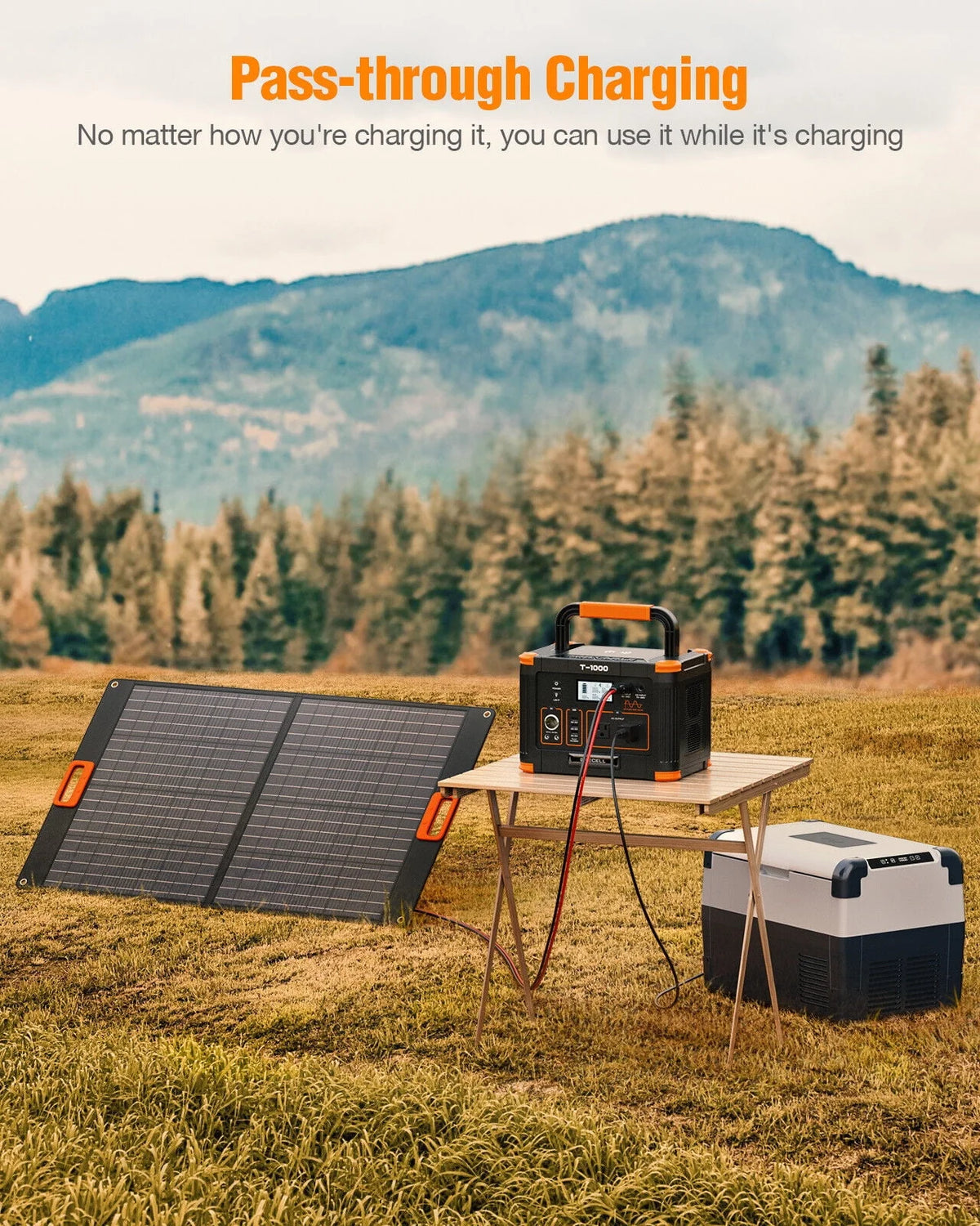 1000W Portable Power Station & 100W Foldable Solar Panel A62082