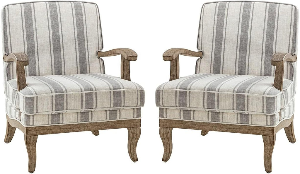 Polyester Armchair with Solid Wood Legs Set of 2 M86257