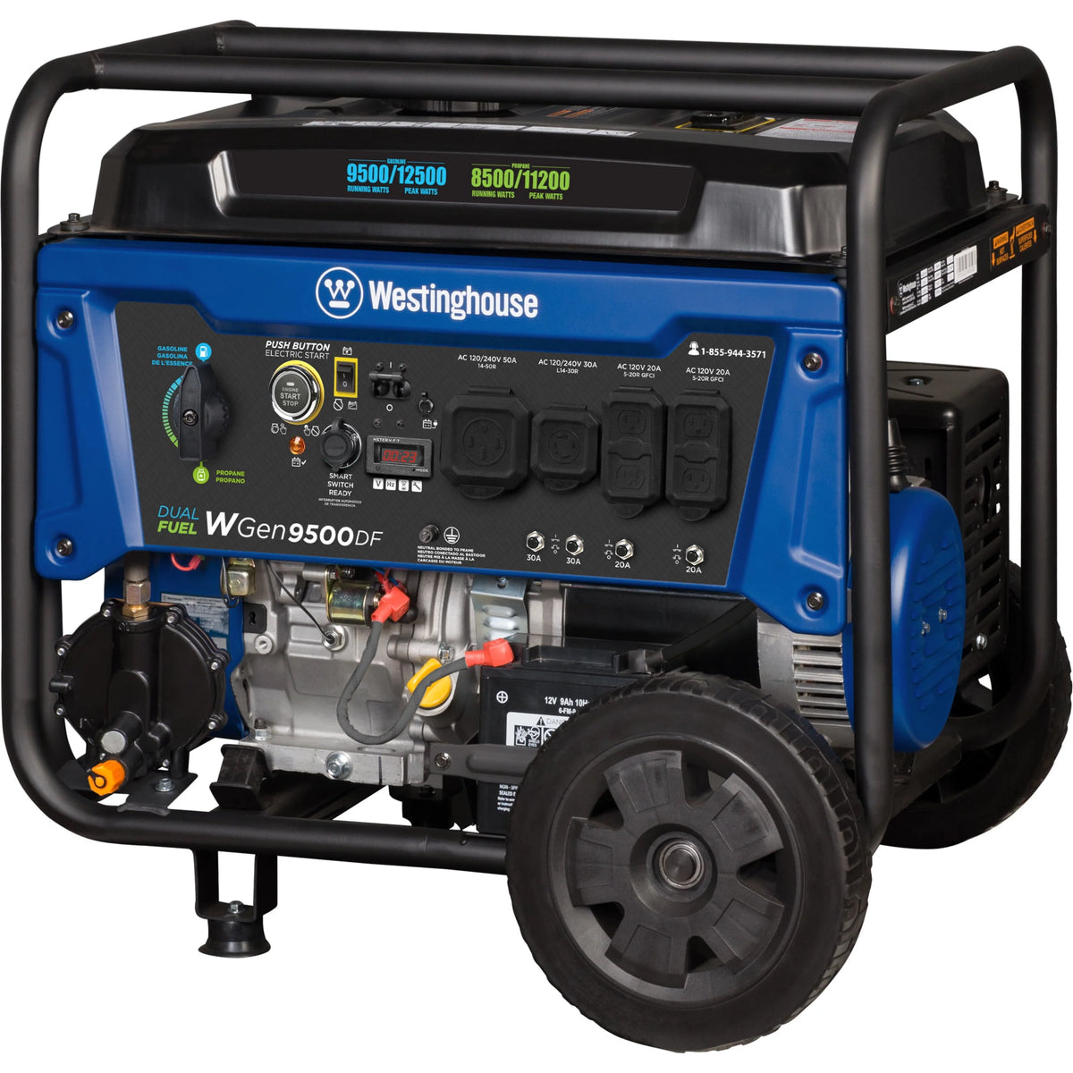 12,500 Peak Watt Dual Fuel Portable Generator with Electric Start S628