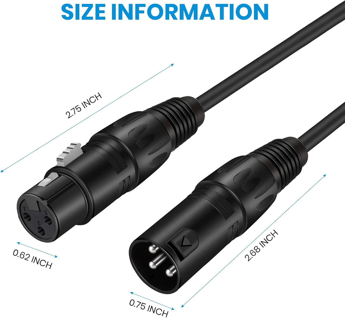 Black 25ft XLR Microphone Cable 3-Pack L783