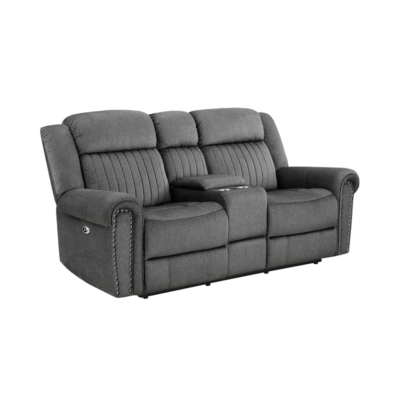 Charcoal Microfiber 2-Piece Power Reclining Sofa Set U912