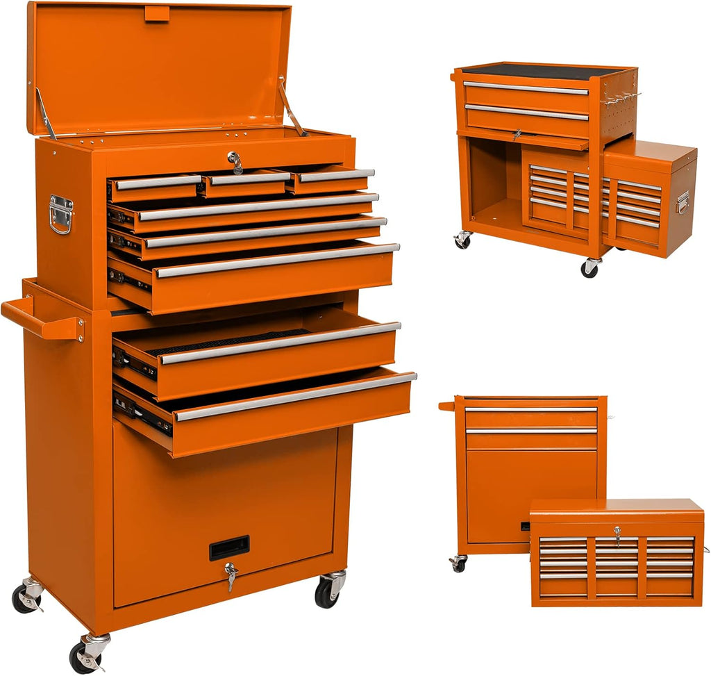 Red 8 Drawer Rolling Metal Tool Chest with Wheels M378