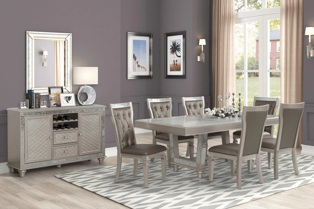 Platinum Mirror Dining Table Set 7 Pcs K5702