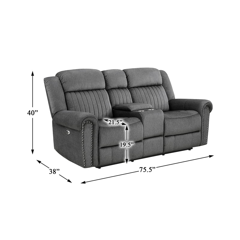 Charcoal Microfiber 2-Piece Power Reclining Sofa Set U912
