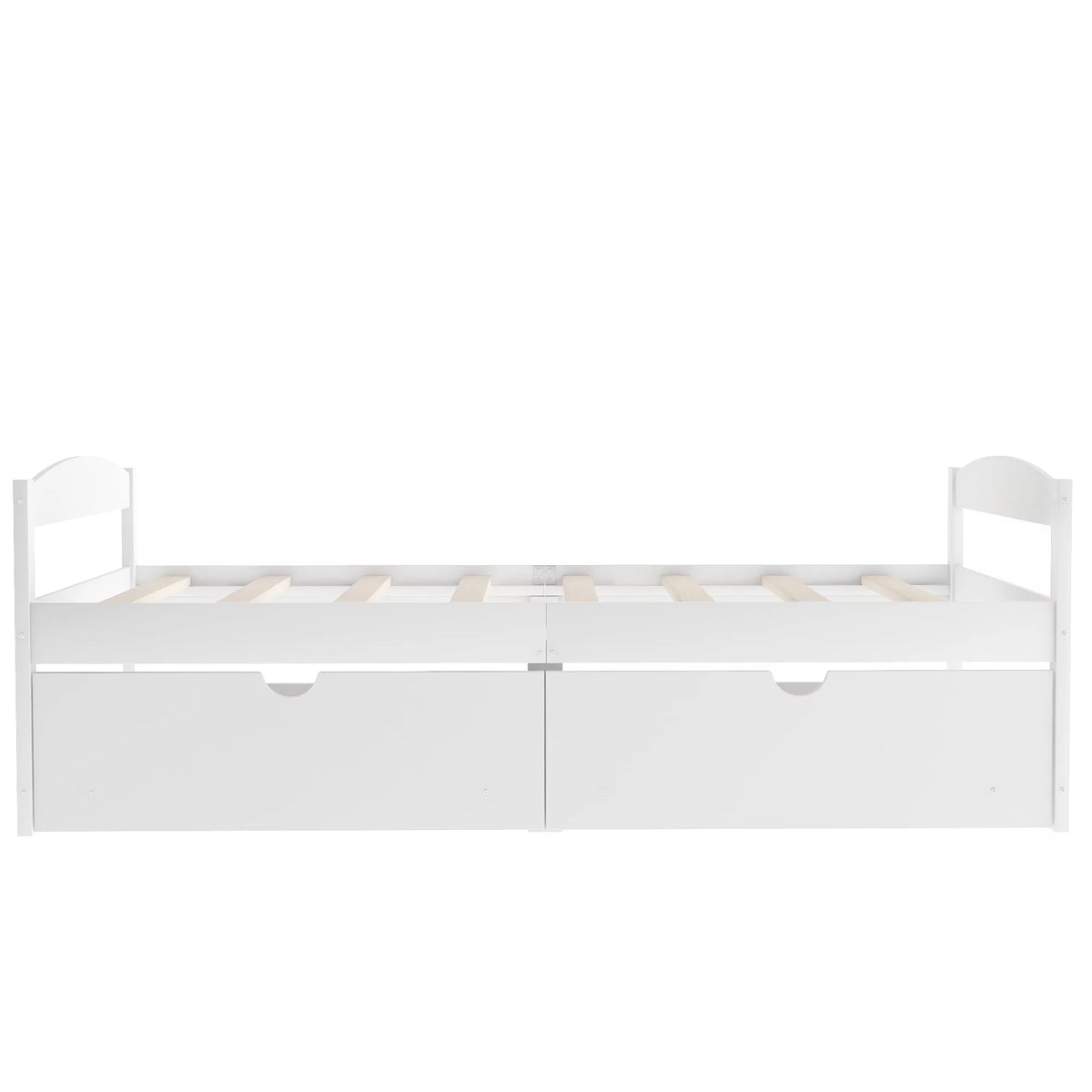 White Twin Size Platform Bed with 2 Drawers Y7843