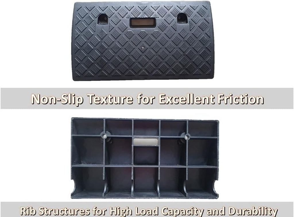 Portable Plastic Curb Ramp 2 PC Heavy Duty Lightweight Threshold Ramp with 4 Mounting Bolts L3322