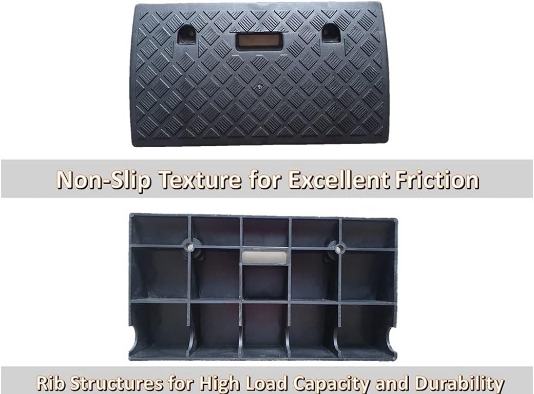 Portable Plastic Curb Ramp 2 PC Heavy Duty Lightweight Threshold Ramp with 4 Mounting Bolts L3322