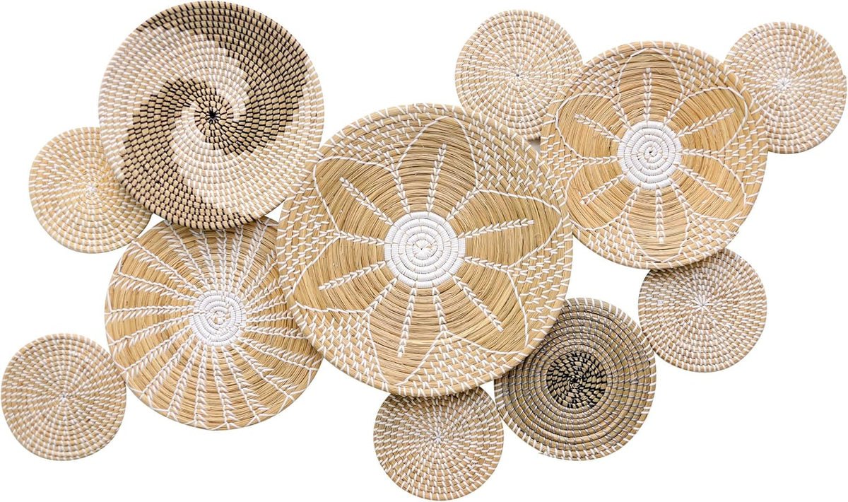 Rustic Woven Rattan Wall Basket Decor Set of 11 V69721