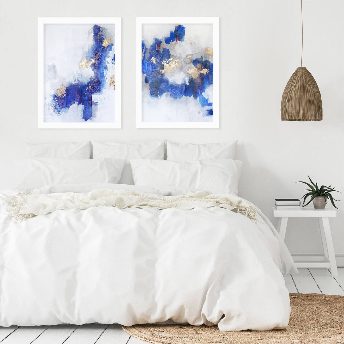 2 Piece White Framed Print Set S15958