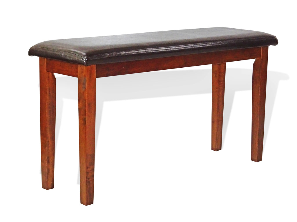 5 Pcs Rectangular Table 3 Wooden Chairs Bench Medium Brown C23127