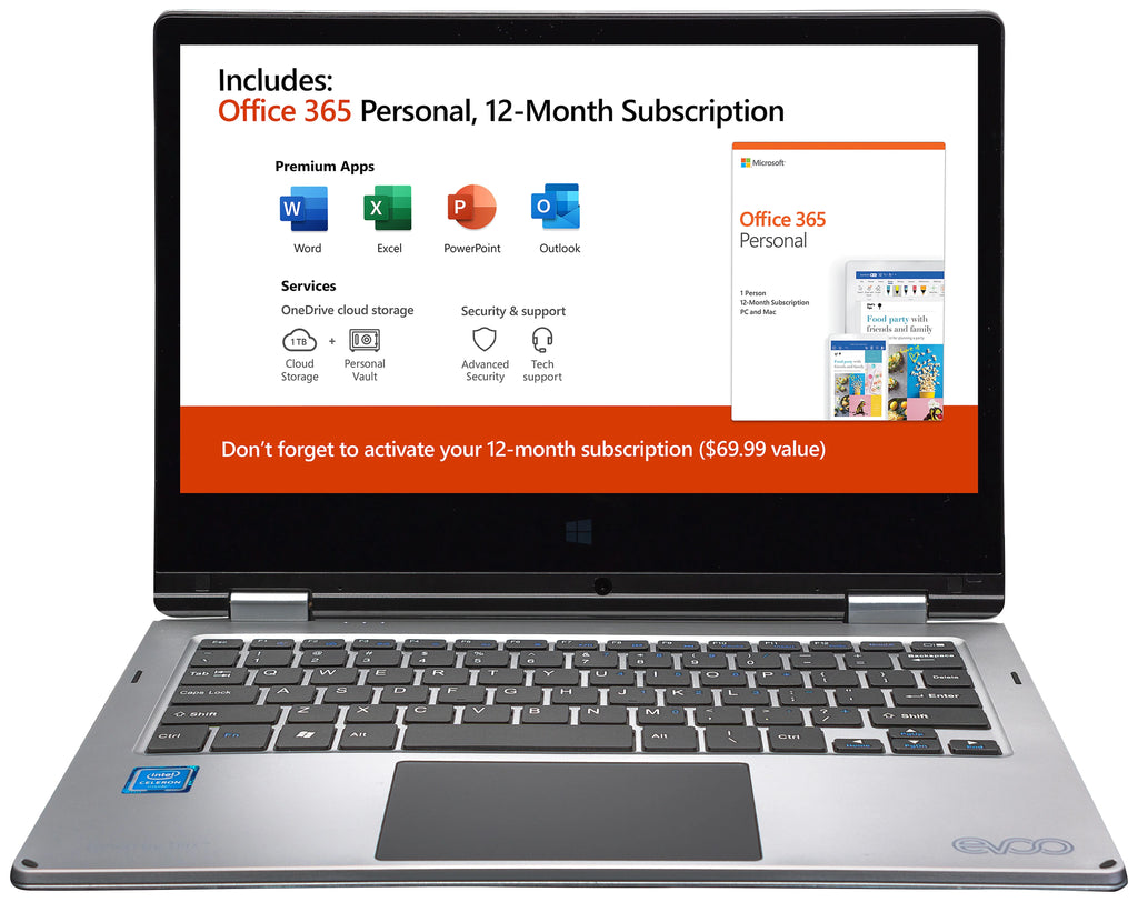 11.6" Convertible Touchscreen Laptop, 32GB Storage, 4GB Memory, Silver S9934