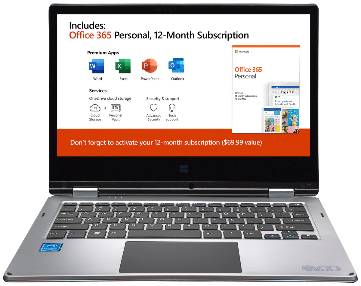 11.6" Convertible Touchscreen Laptop, 32GB Storage, 4GB Memory, Silver S9934