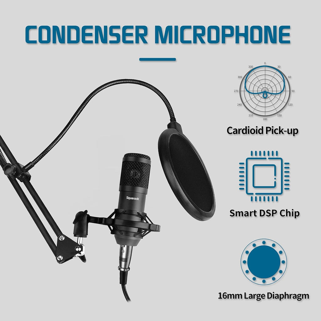 Podcast Equipment Bundle, Audio Interface with DJ Mixer and Studio Broadcast Microphone, Pack of 2 Y161
