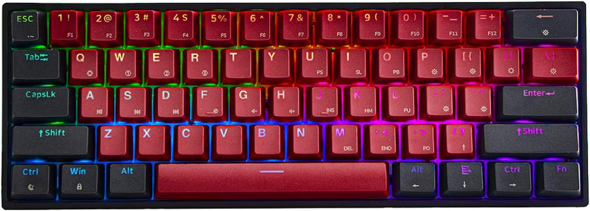 61 Keys 60% Hot Swappable Mechanical Gaming Keyboard with RGB Backlit, Water-Resistant, Type-C Cable D7308